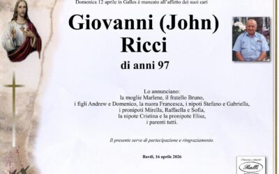 In memory of Giovanni (John) Ricci