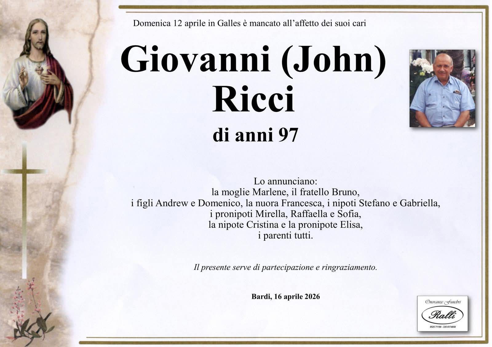 In memory of Giovanni (John) Ricci